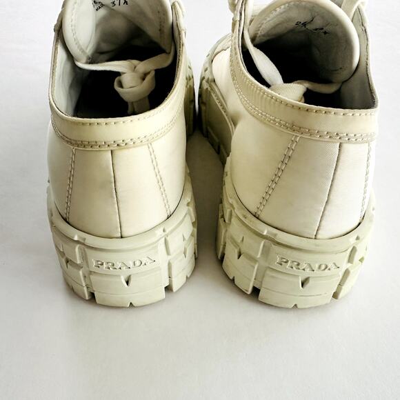Prada Double Wheel Re-Nylon Trainer White Size 37.5 Platform Sneakers Fashion - Picture 4 of 16
